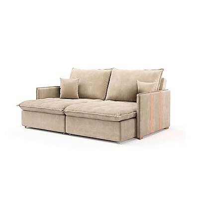 Sofá Retrátil 3 Lugares Bege: Conforto e Estilo