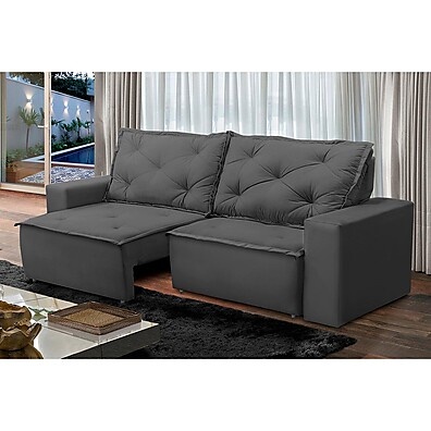 Sofá Retrátil e Reclinável 3 Lugares Ana Suede Cinza – Conforto e Elegância