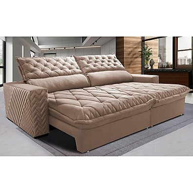 Sofá Retrátil e Reclinável 3,15m Spazus Bege: Conforto e Elegância