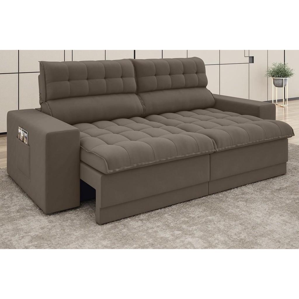 Sofá Retrátil e Reclinável Omega 2m Velosuede Marrom