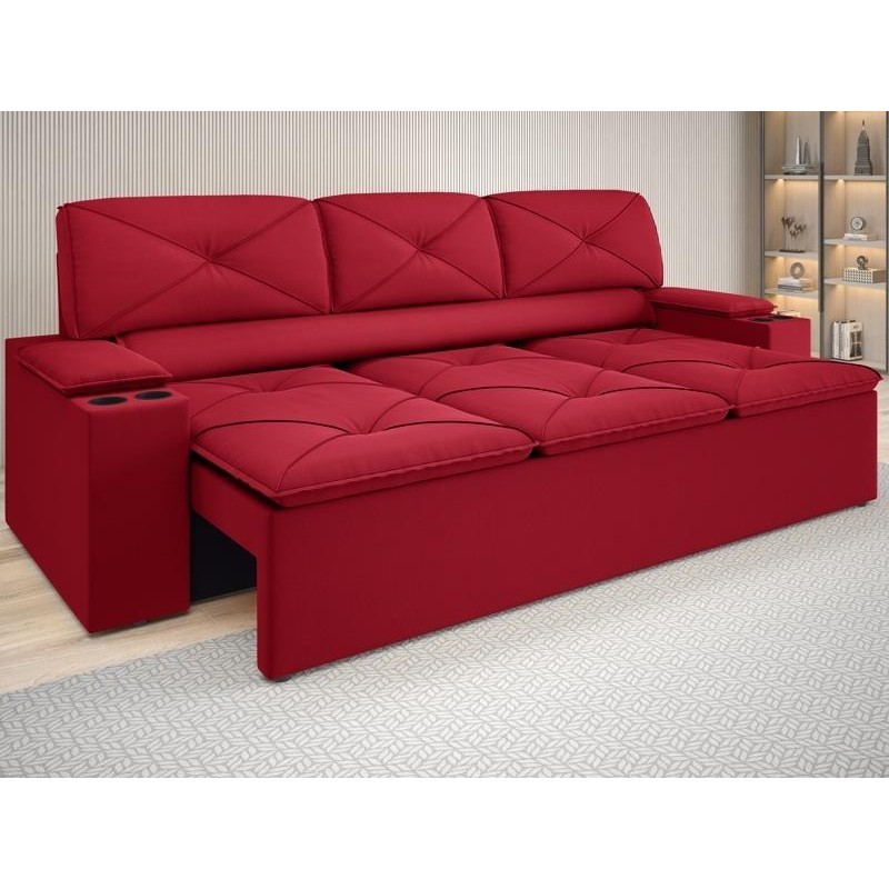Sofá Retrátil e Reclinável Pop: Conforto em Vermelho!