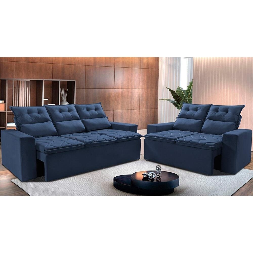 Sofá Retrátil e Reclinável Smal: Conforto em Azul!