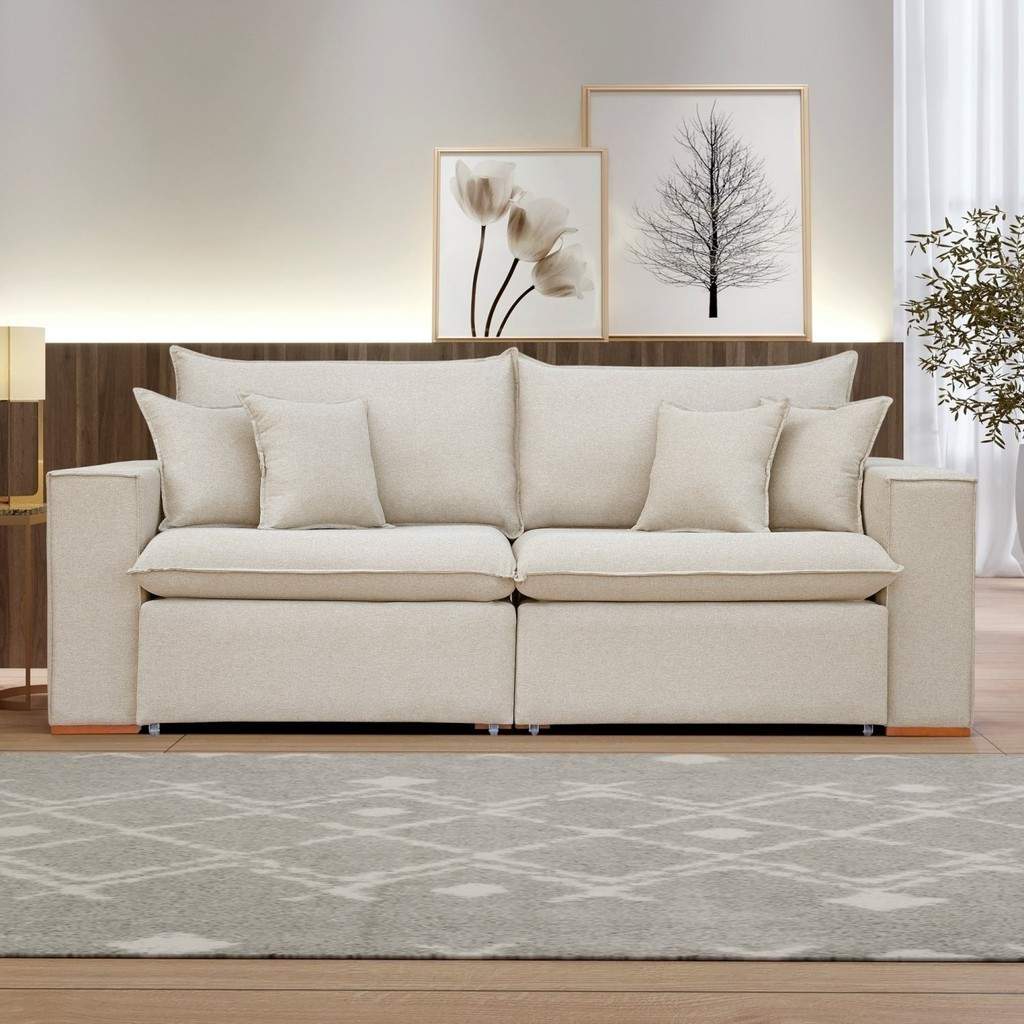Sofá Retrátil Linho Cru 220cm: Conforto e Estilo