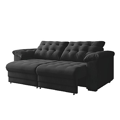 Sofá Retrátil Reclinável 3 Lugares 2,30m Suede Veludo Coliseu Selmer