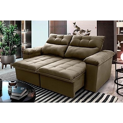 Sofá Retrátil Reclinável Verona 1,80m Bege: Conforto e Elegância