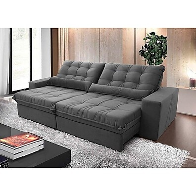 Sofá Retrátil Reclinável Zurique 2,30m Cinza: Conforto e Elegância
