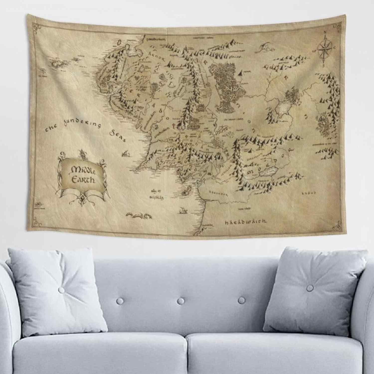Tapeçaria Mapa da Terra Média - Decore com Estilo Geográfico e Sofisticação