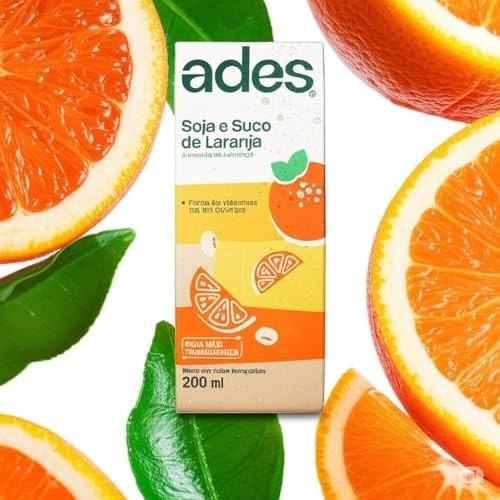 Pack Bebida a Base de Soja Sabor Laranja 200ml Ades - 6 Unidades