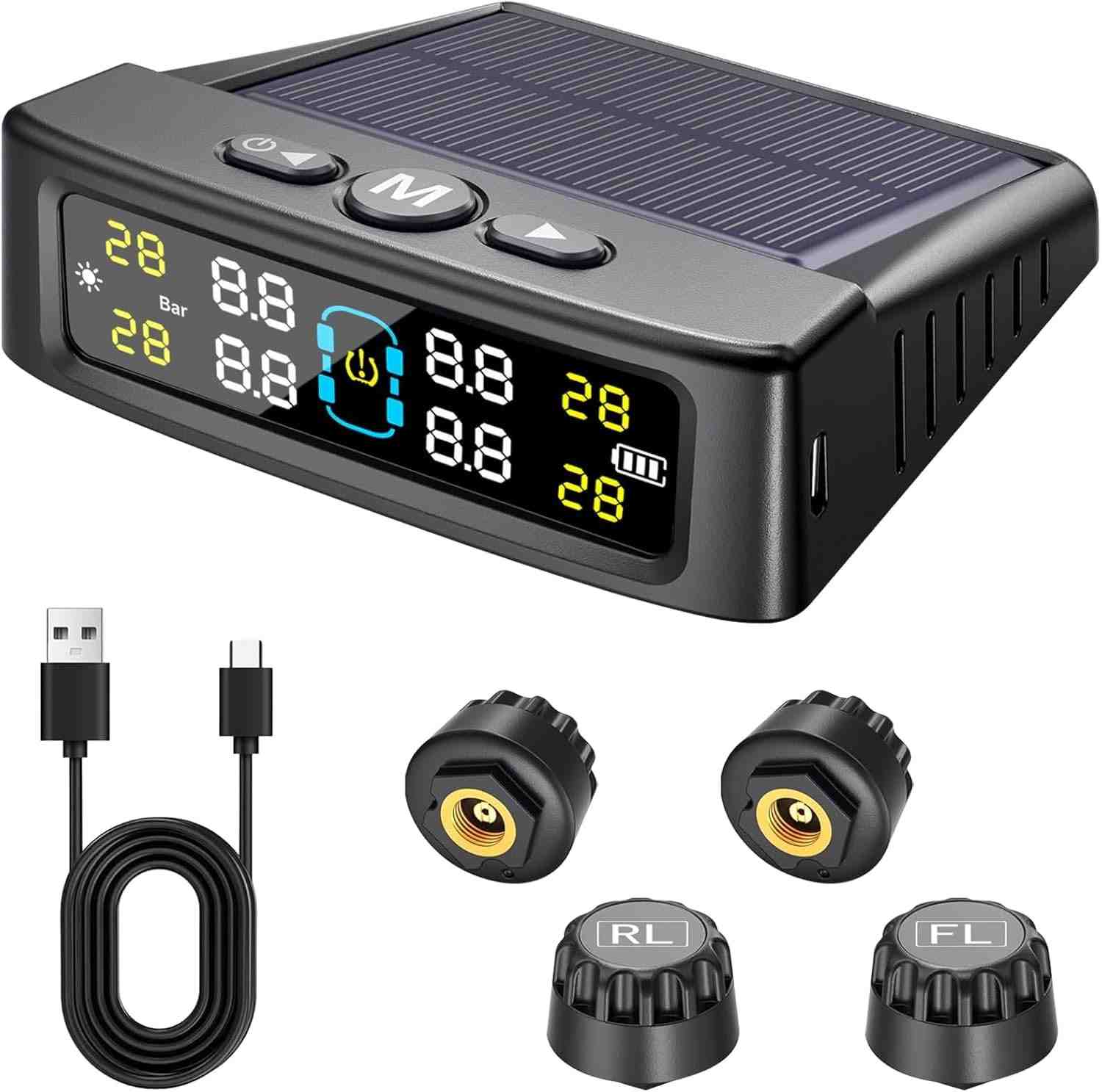 Sistema Monitoramento Pressão Pneu RV Solar TPMS 6 Sensores - Segurança e Eficiência