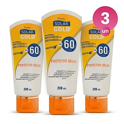 Solar Gold FPS 60: Kit com 3 Protetores Solares