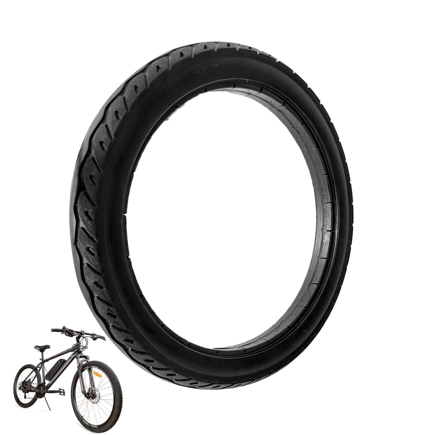 Pneu sólido de bicicleta 16 x 1,75, pneu sólido sem câmara de 40,6 cm, para bicicleta elétrica de 40,6 cm [à prova de perfuração] [antiderrapante] [resistente ao desgaste]