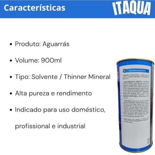 Aguarrás 900ml Itaqua - Solvente de Alta Performance para Limpeza e Diluição