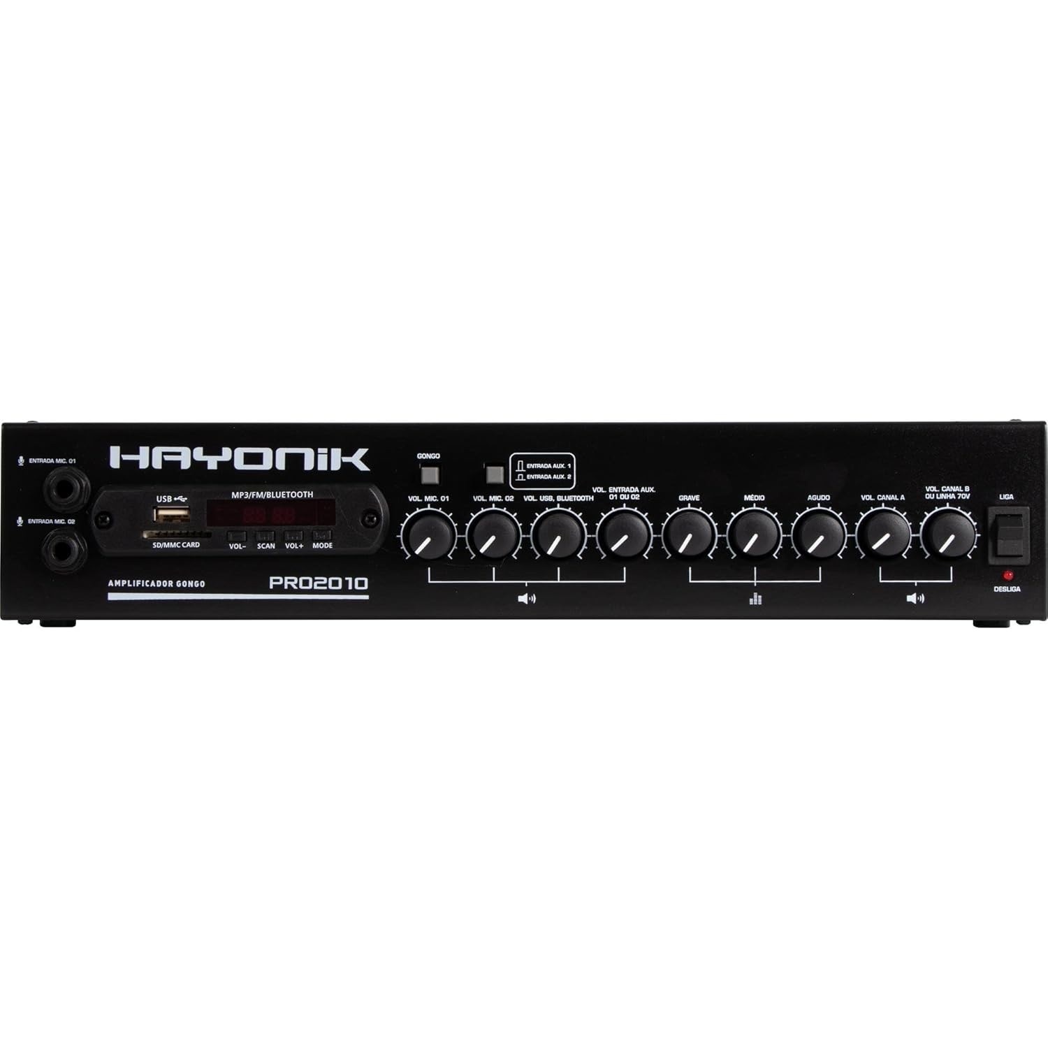 Amplificador Hayonik PRO2010: Som Ambiente Potente com Bluetooth, USB e Rádio FM (200W RMS)