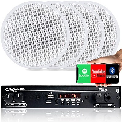 Som Ambiente Completo: Amplificador + 4 Arandelas