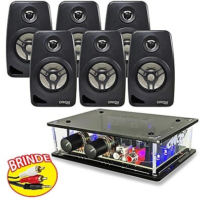 Som Ambiente Completo: Kit 6 Caixas + Amplificador