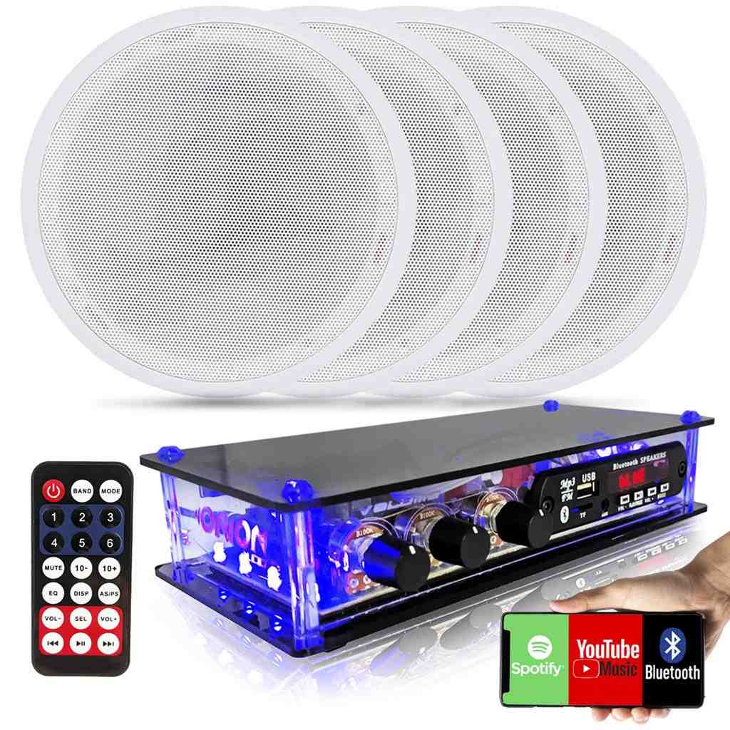 Som Ambiente Imersivo: Kit 4 Arandelas + Amplificador
