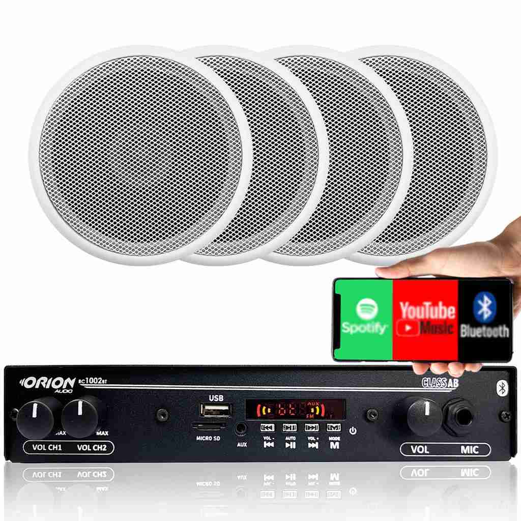Som Ambiente Perfeito: Kit 4 Caixas + Amplificador BT
