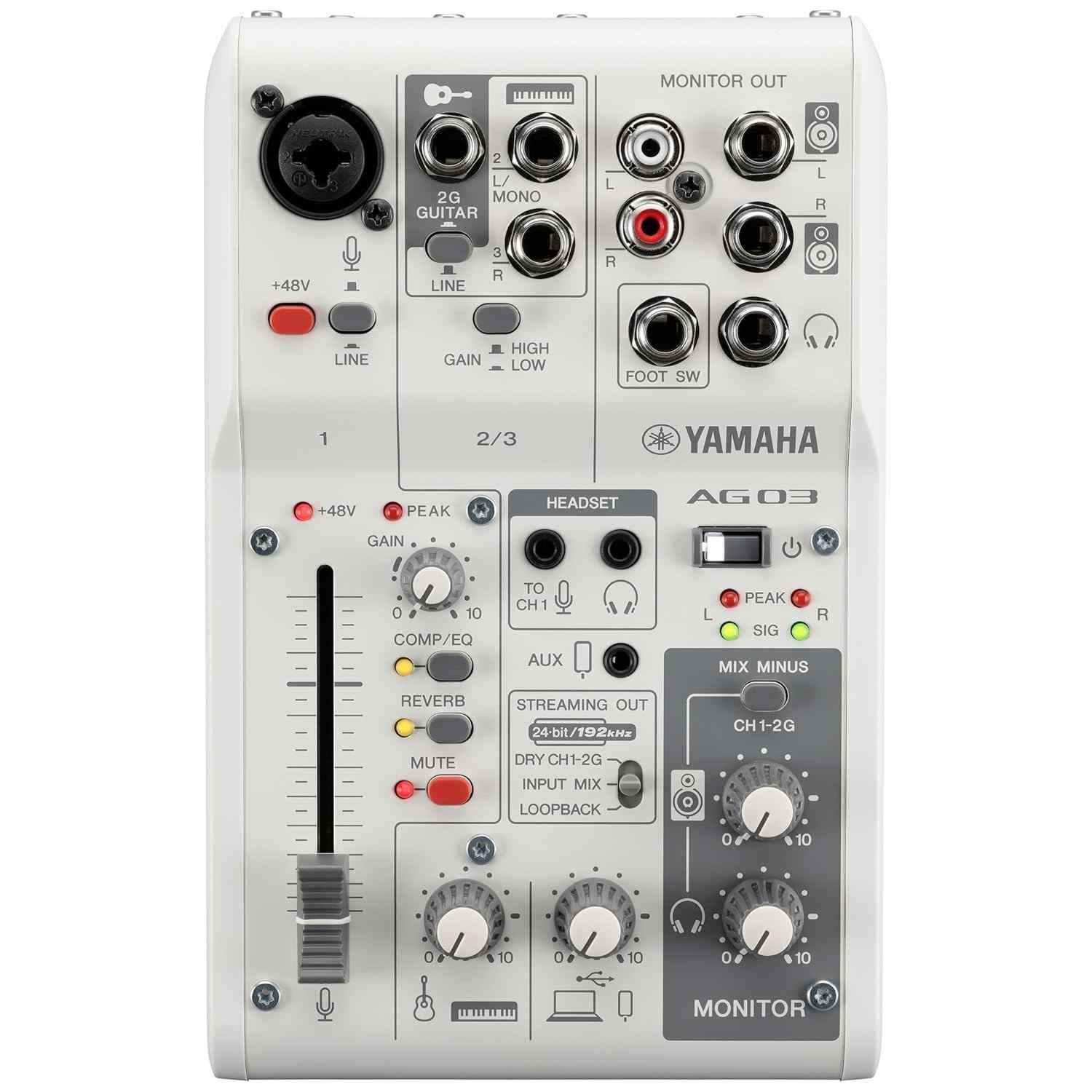 Mesa de Som Yamaha AG03MK2 Branca: Áudio Profissional para Streaming e Criação