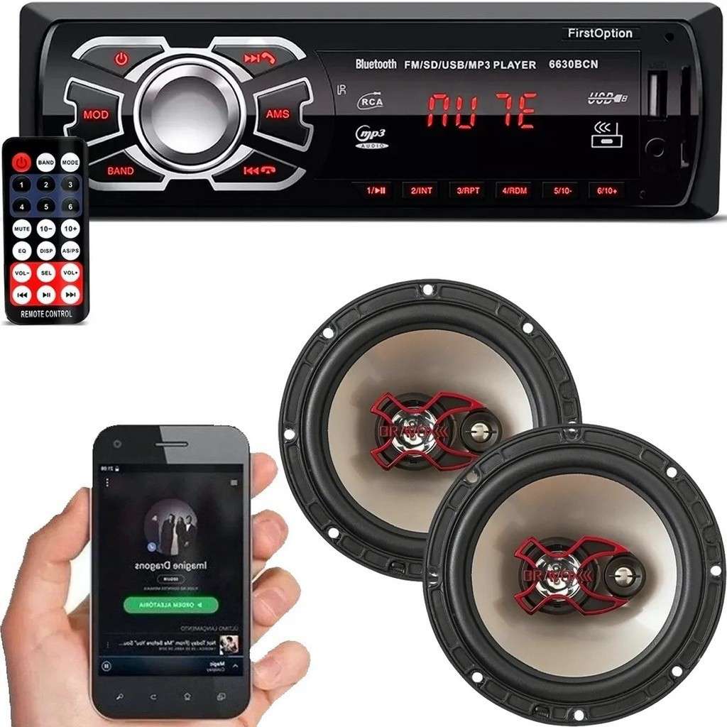 Som Automotivo Bluetooth: Rádio + Alto-Falantes 6"