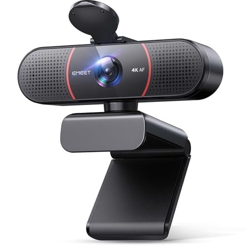EMEET Webcam C960 4K para PC, sensor Sony UHD 4K, foco automático PDAF, microfones com cancelamento de ruído de IA dupla, correção automática de luz, FOV de 73°, webcam Plug & Play com capa de