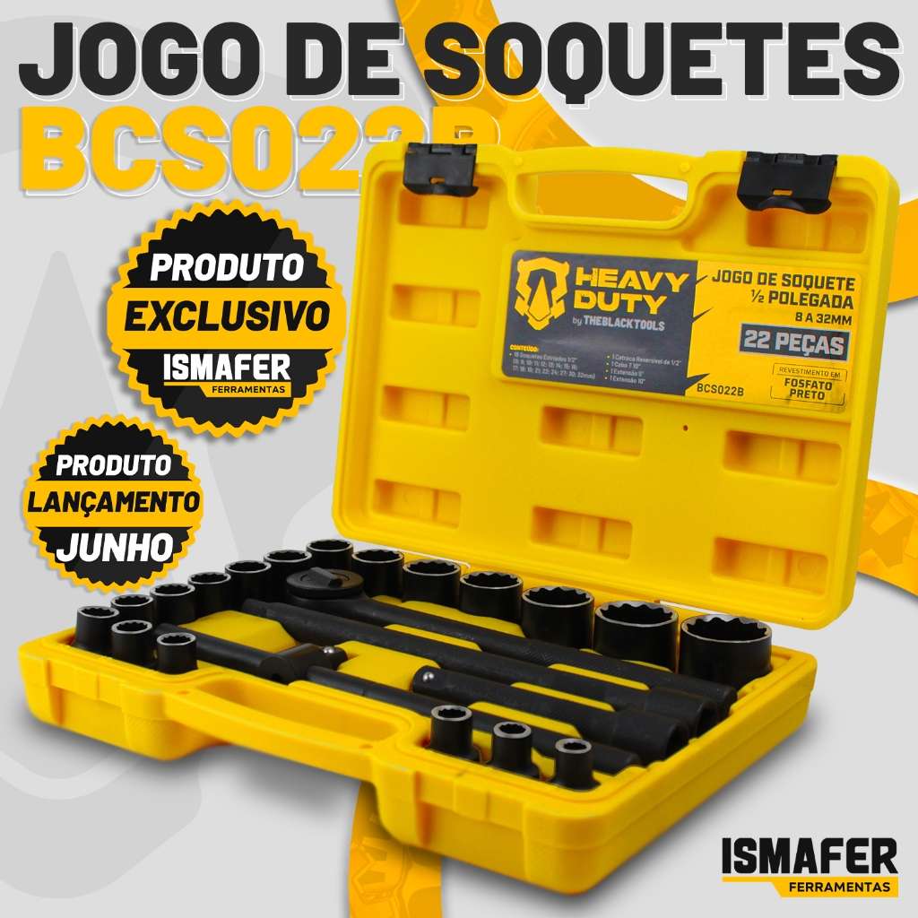 Soquete Catraca 22 Pçs 1/2" The Black Tools