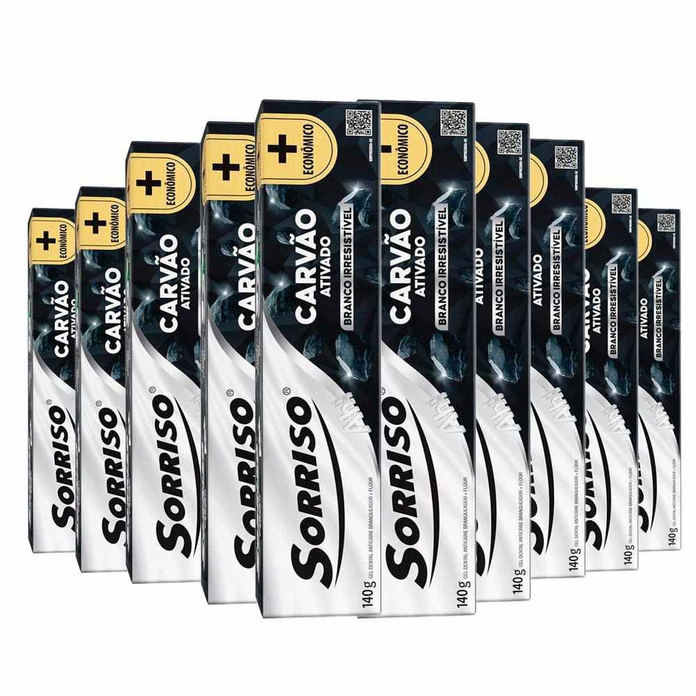 Sorriso Carvão: Kit 10 Cremes Dentais 140g