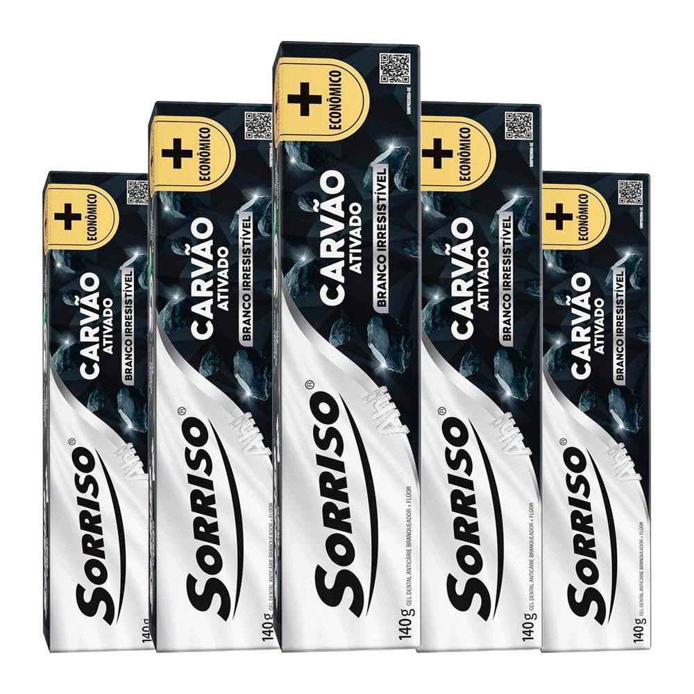 Sorriso Carvão: Kit 5 Cremes Dentais 140g