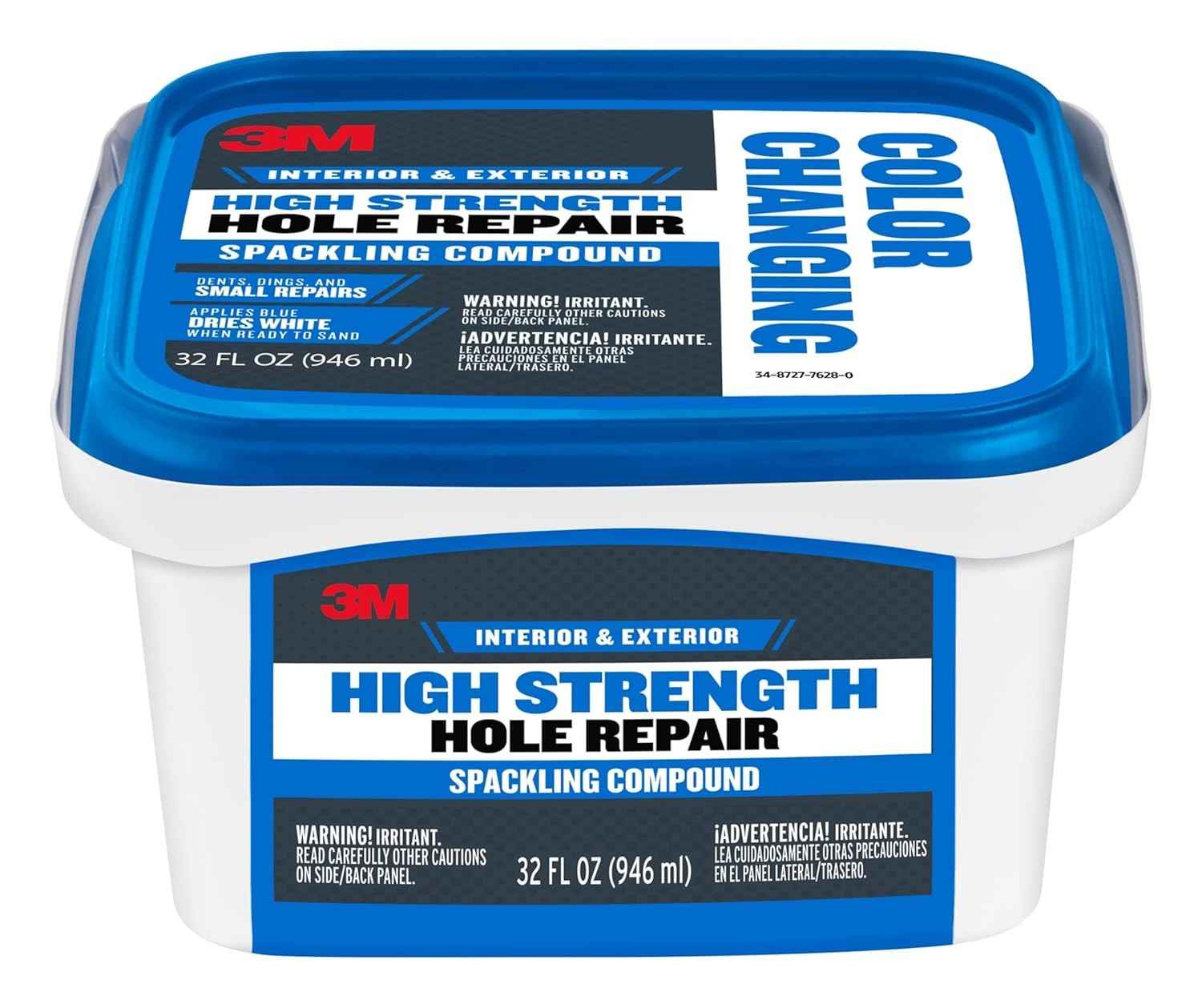 3M Composto de Spackling Azul para Branco - 947ml - Fórmula de Secagem Rápida com Primer Integrado
