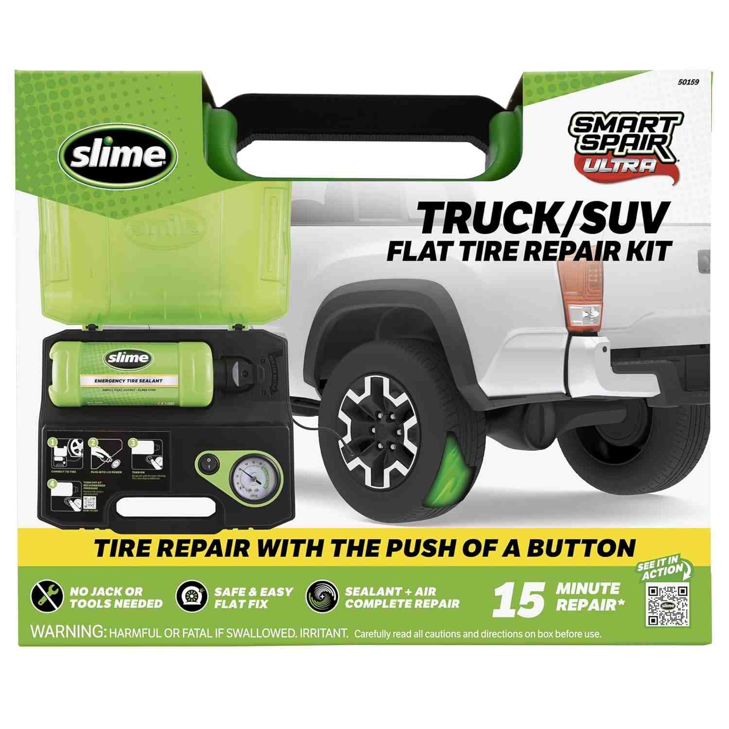 Slime Smart Spair Ultra: Kit Reparo Pneu Rápido e Fácil para Caminhão/SUV - Solução 15 Minutos