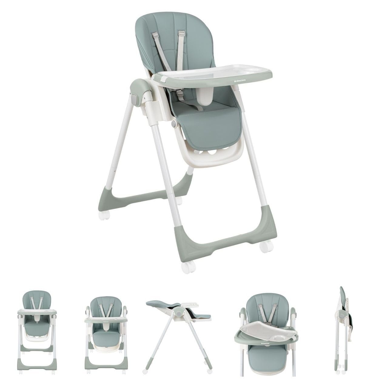 Kikkaboo Cadeira Alta Spicy Ajustável com Mesa Removível e 4 Rodas - Verde Claro