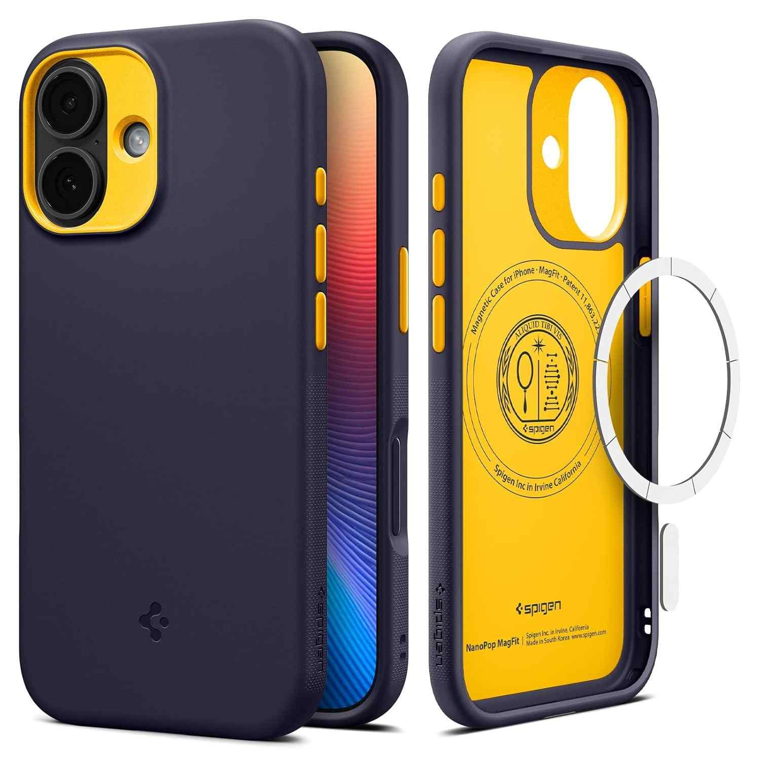 Capa Spigen Nano Pop MagFit para iPhone 17 - Azul-Marinho: Proteção e Estilo com Toque Aveludado
