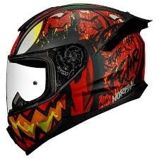 Capacete Norisk Halloween Orange: Segurança e Estilo com Viseira Fumê e Spoiler