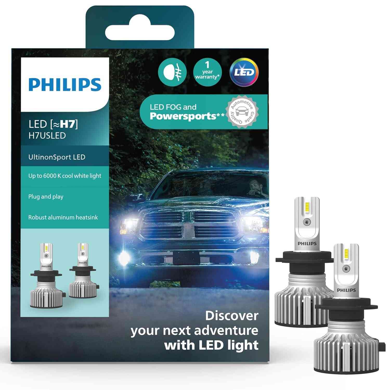 Lâmpada LED Philips Ultinon Sport H7: Iluminação Potente para Neblina e Off-Road
