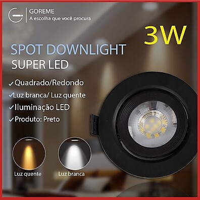 Spot LED Embutir: Iluminação Direcionável 3W