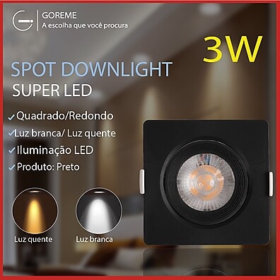 Spot LED Quadrado 3W: Ilumine com Estilo!