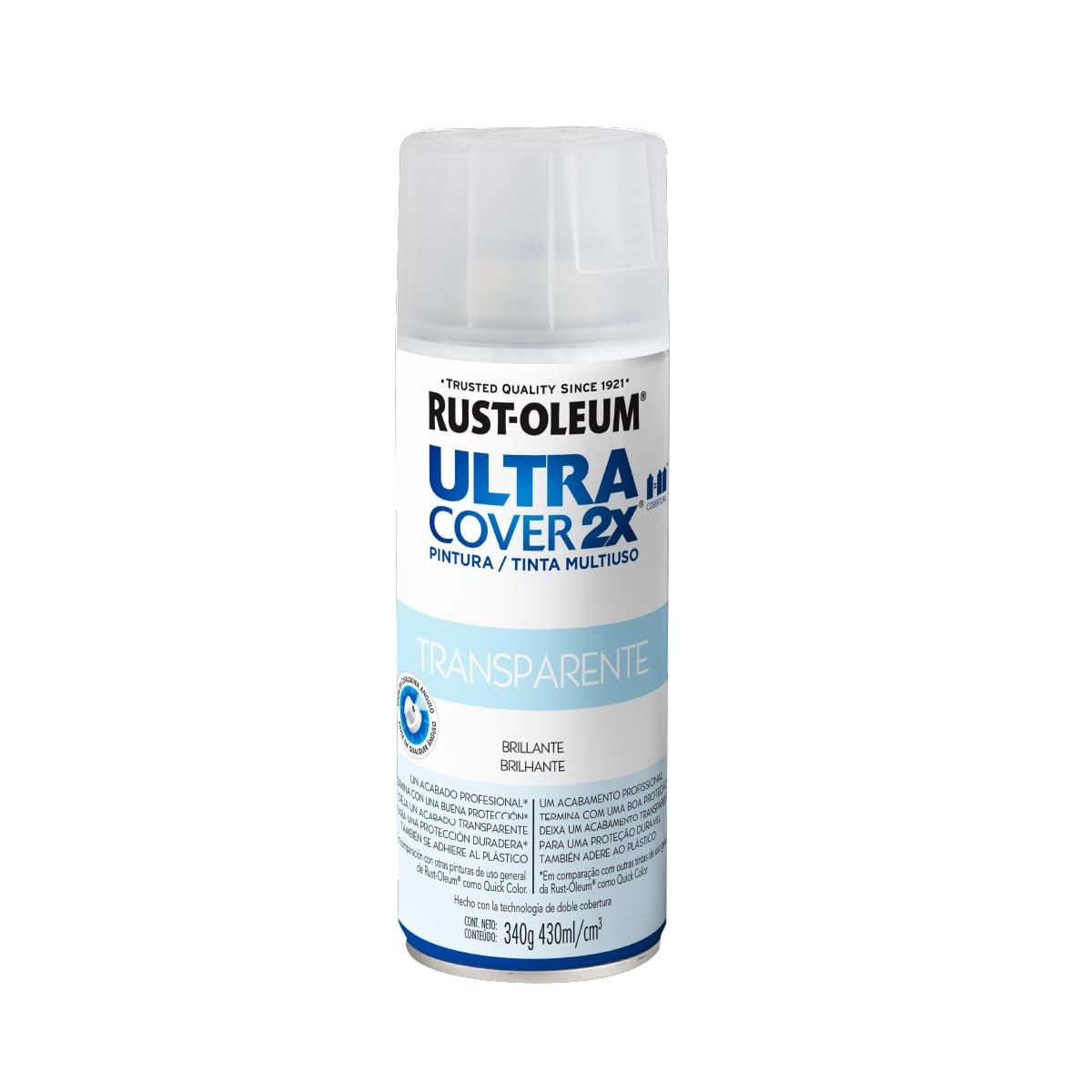 Tinta Spray Rust-Oleum Ultra Cover 2X Proteção Transparente 340g - Fórmula Avançada para Qualquer Superfície