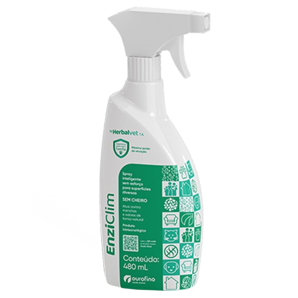 Spray Anti-Odor e Tira Manchas Enziclim 480ml - Solução Natural com Microrganismos para Pets