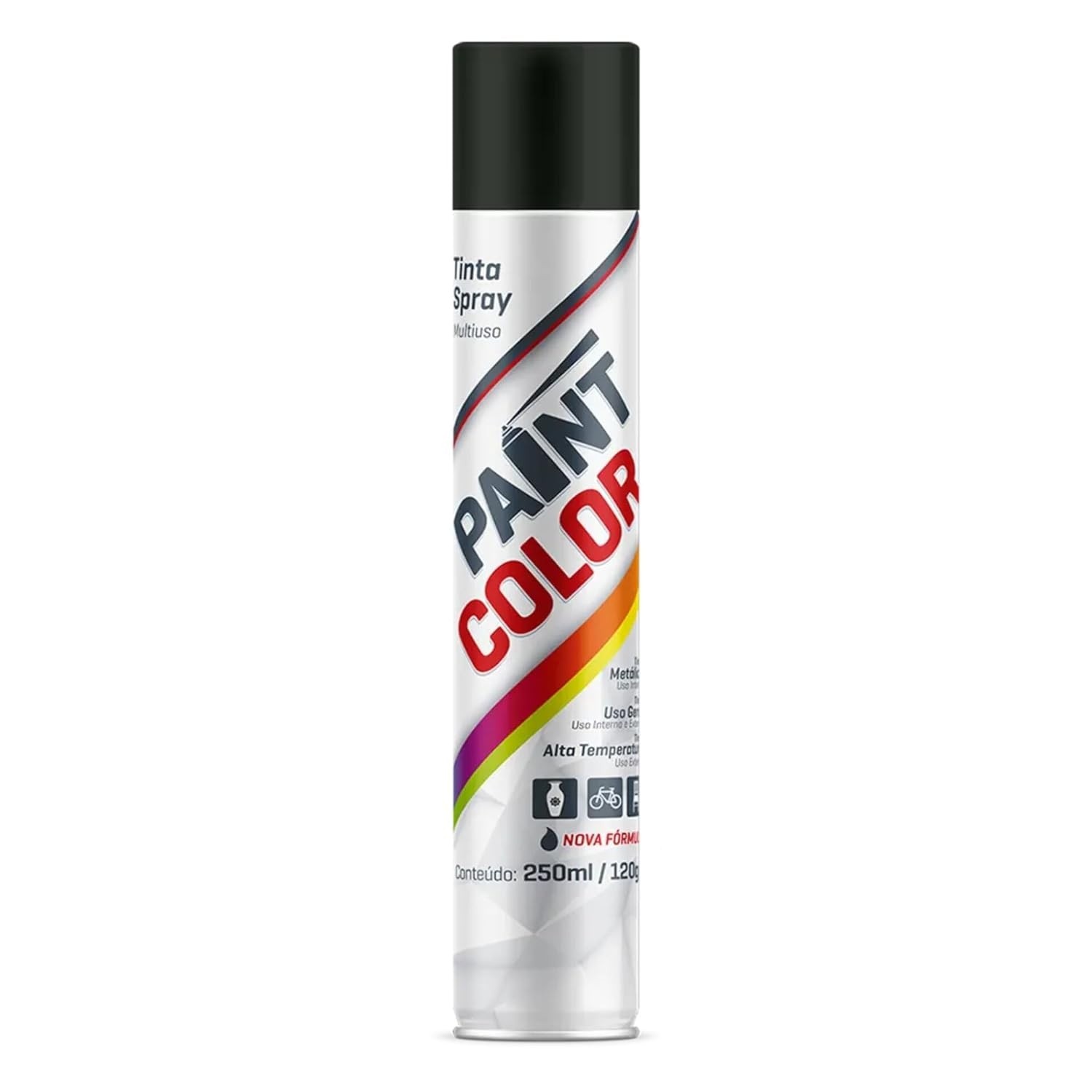 Tinta Spray Preto Fosco 250ml - Alta Cobertura e Versatilidade para Metal, Madeira e Mais