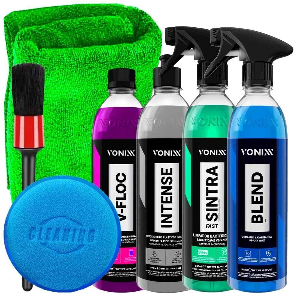 Kit Completo Vonixx Sintra Fast, Intense, Blend Spray, V-Floc + Acessórios Karbox para Detalhamento Automotivo