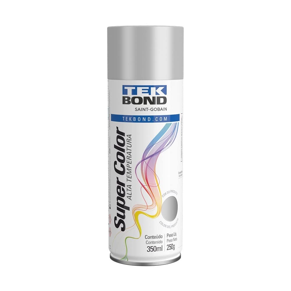 Tek Bond Spray Super Color 350ml Tinta Acrílica Prata - Secagem Rápida e Alta Resistência