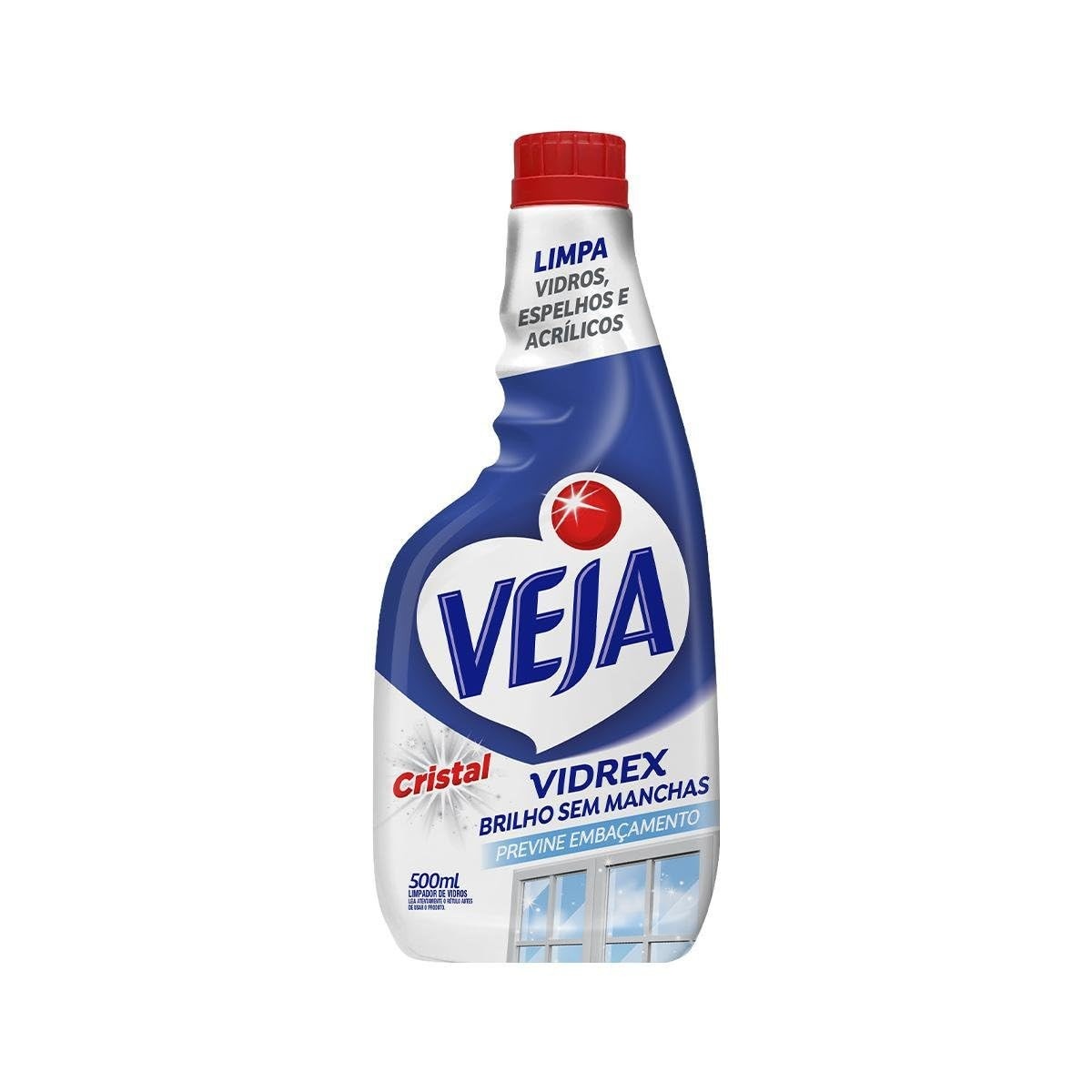 Veja Limpa Vidros Spray Vidrex Cristal 500ml Refil - Brilho Profundo e Limpeza Impecável