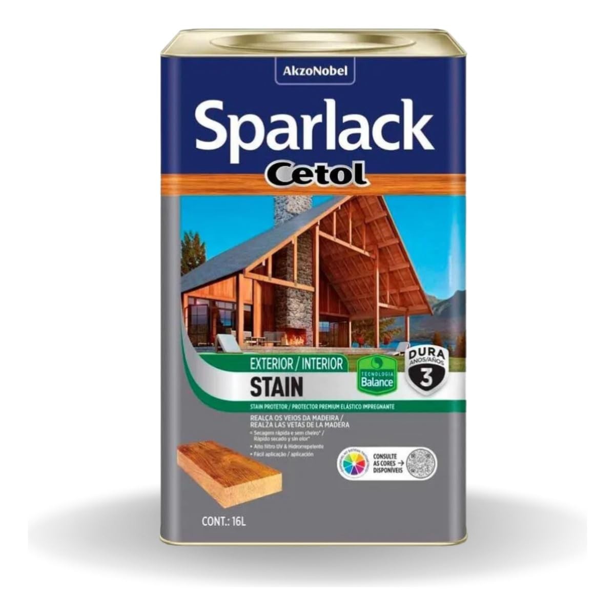 Cetol Stain Plus Acetinado Base Água Natural 16L - Proteção UV para Madeiras