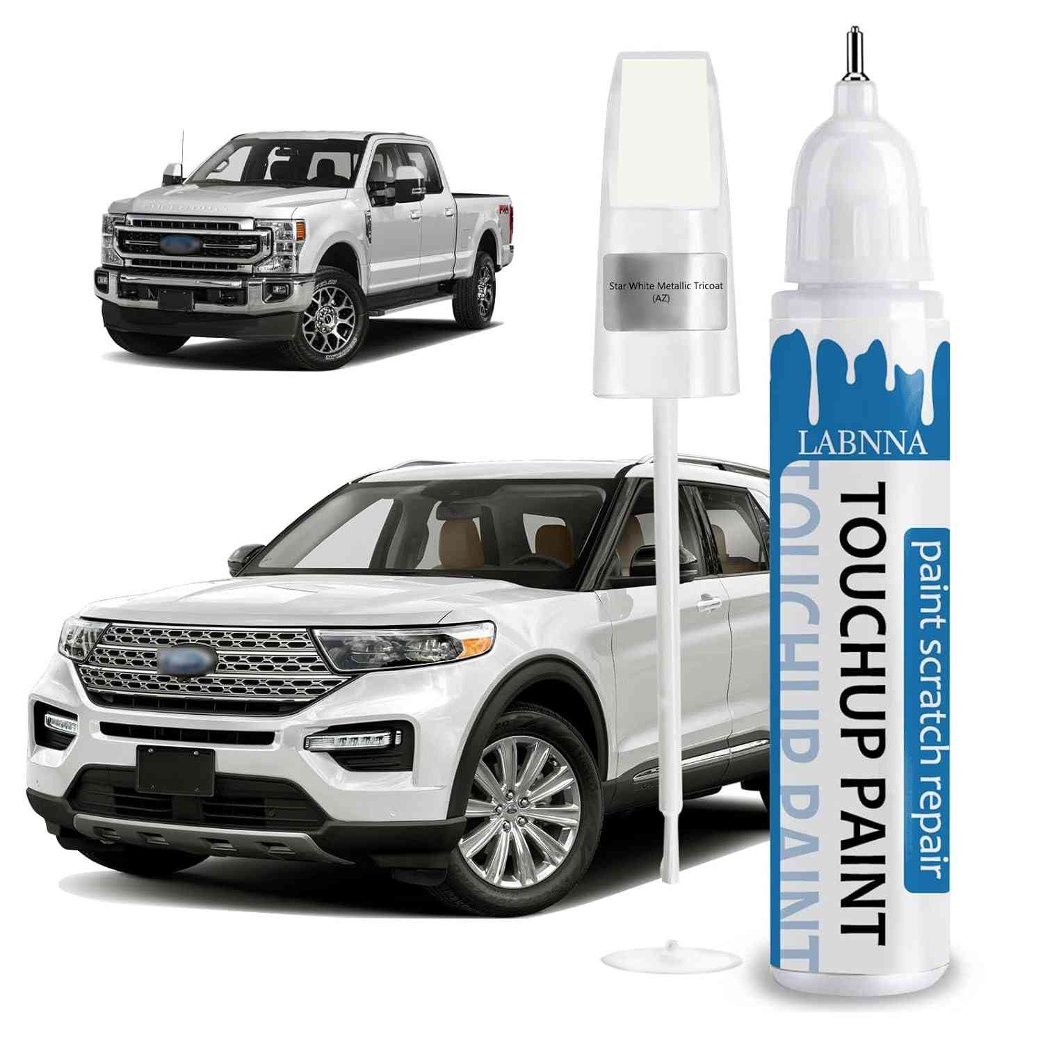 Tinta de Retoque Star White (AZ) para Ford - Caneta 2 em 1 com Pincel para Reparos Fáceis