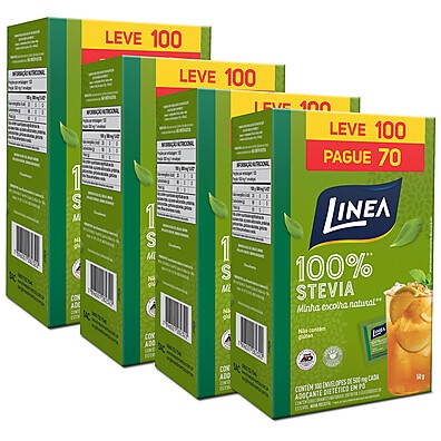 Stevia Linea Leve: 4 Kits com 70 Sachês!