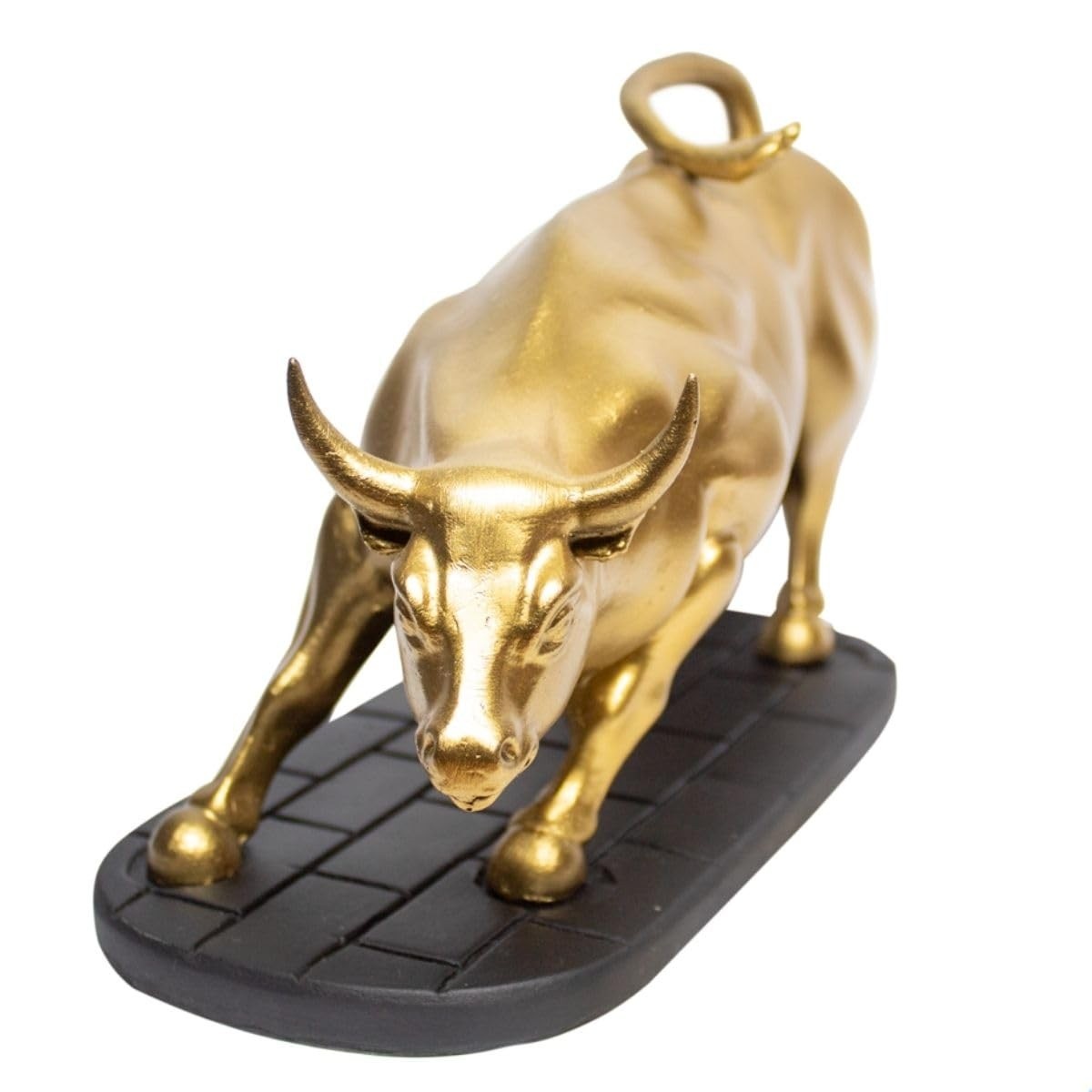 Estatueta Touro de Wall Street em Resina com Base - Decoração de Escritório e Simbolo de Força Financeira