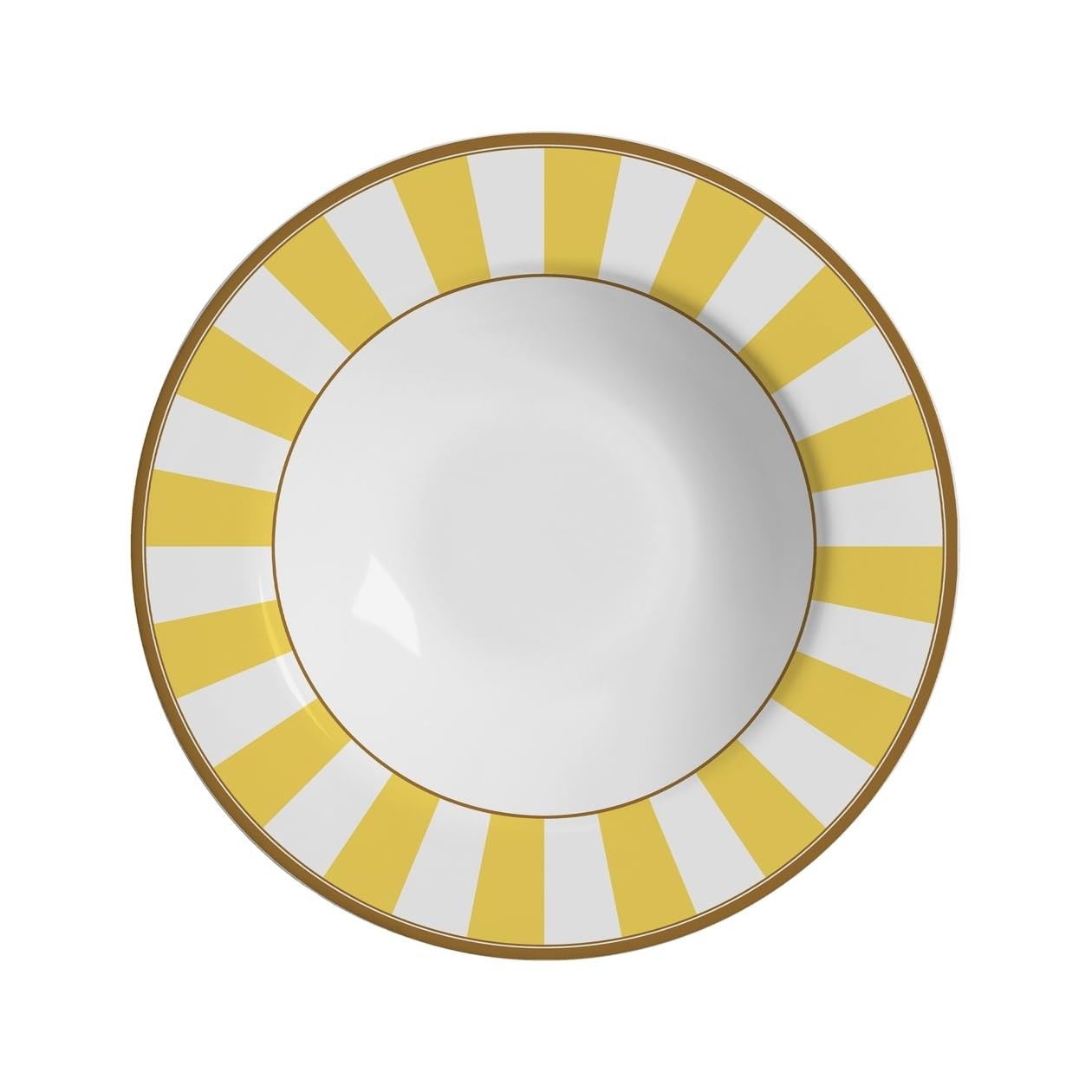 Prato Fundo Stripe Amarelo Alleanza - Jogo com 6 Peças em Cerâmica Premium
