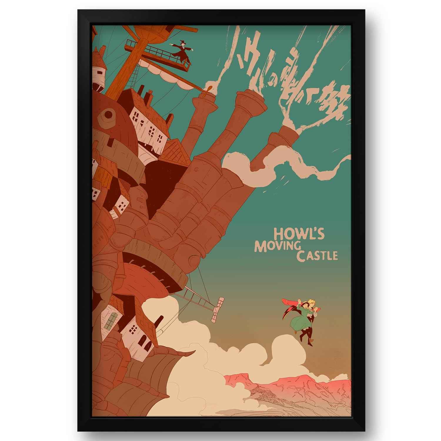 Quadro Decorativo O Castelo Animado Studio Ghibli 40x60cm - Moldura Ecológica em Madeira de Reflorestamento