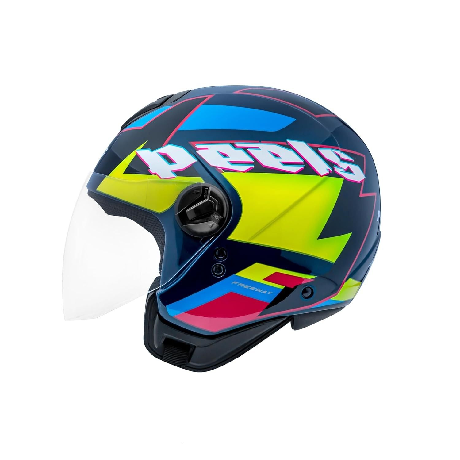 Capacete Peels Hype Freeway Aberto Azul Dark/Amarelo - Segurança e Estilo para Sua Moto