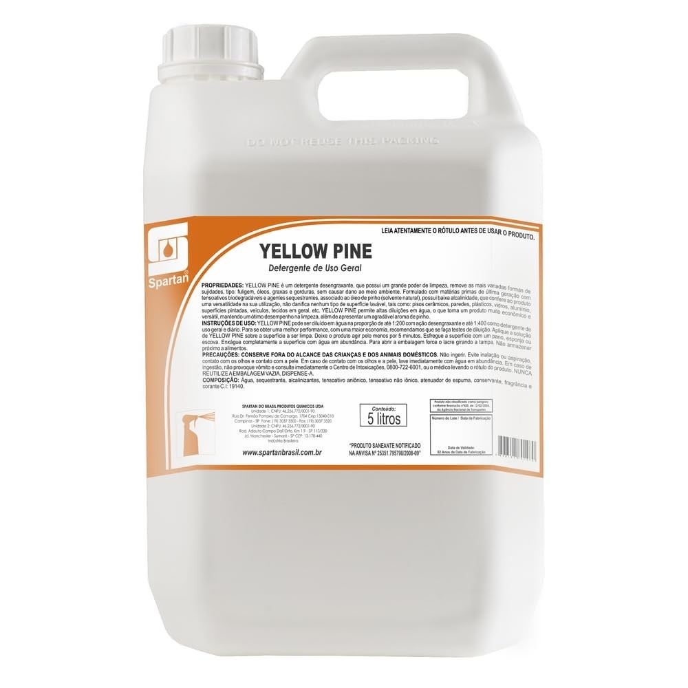 Detergente de Uso Geral Yellow Pine 5L - Limpeza Poderosa e Segura para Sua Casa