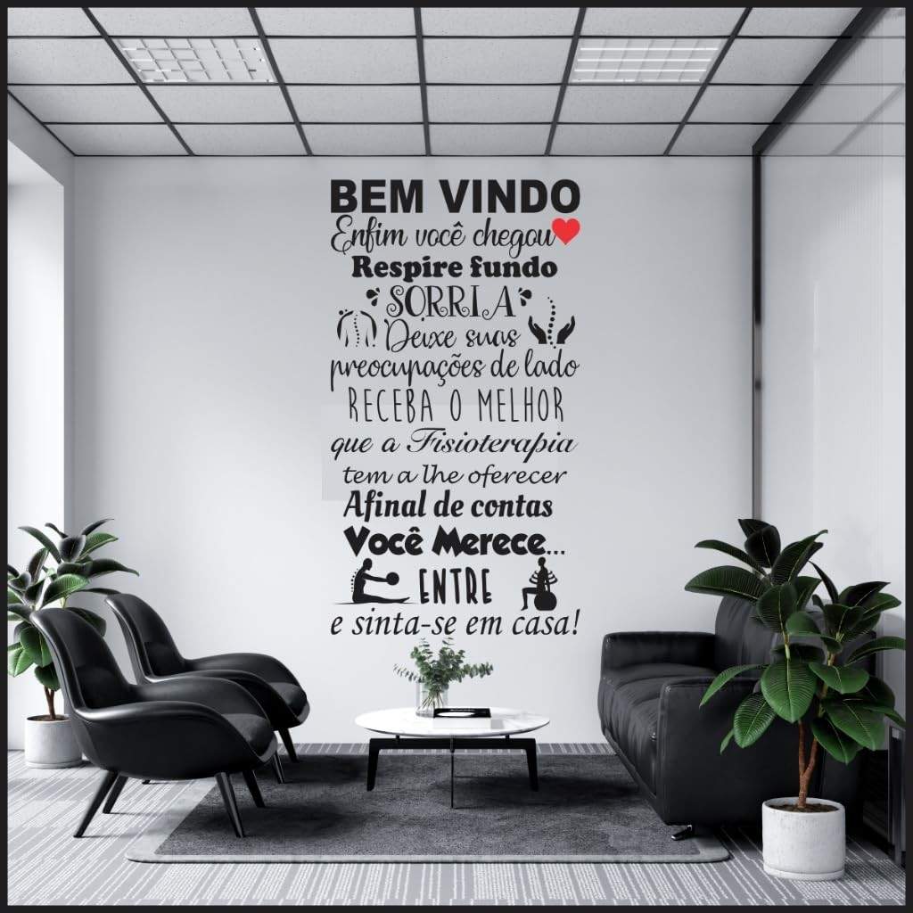Adesivo de Parede Decorativo Frase Bem-Vindo Fisioterapia - Decore Sua Clínica com Estilo